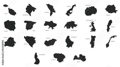 Vector illustration set with simplified maps of Variant Countries