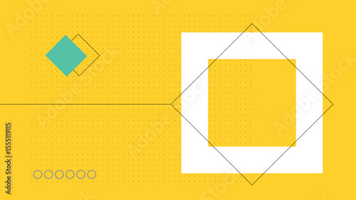 Yellow geometric interface with squares background