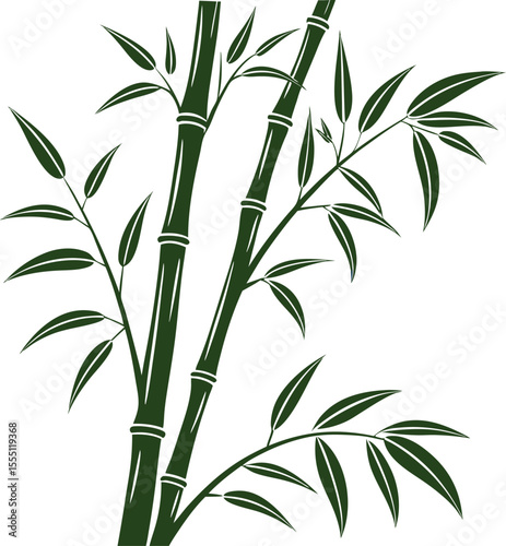 Lush green bamboo stalks with dew drops, vibrant leaves. Perfect for spa, nature, and tranquility themes.