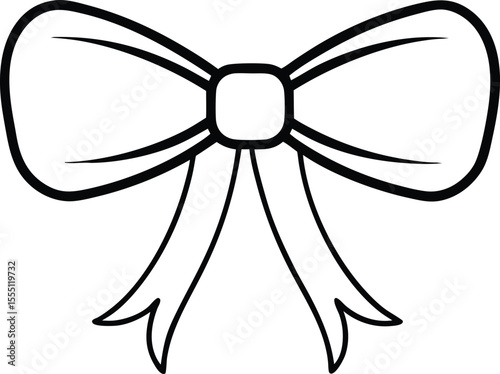 Ribbon & Bow tie outline icon vector illustration 