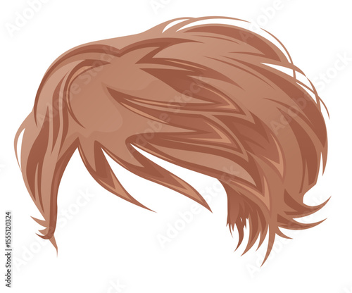 Short Brown Layered Hairstyle Vector Illustration