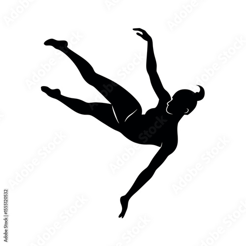 gymnast mid air twist silhouette graphic