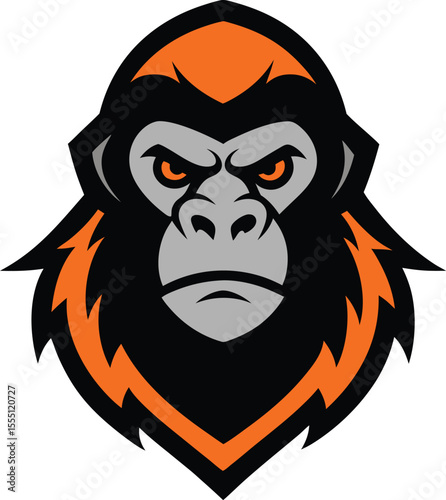 Vector of angry assassin gorilla mascot logo design for badge, emblem, or printing