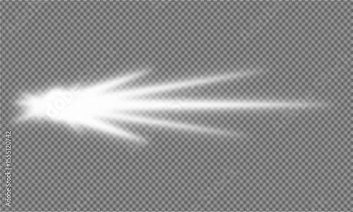 A White starlight shines on an object, vector design element with radiant white light in a clean, comic style. file vector