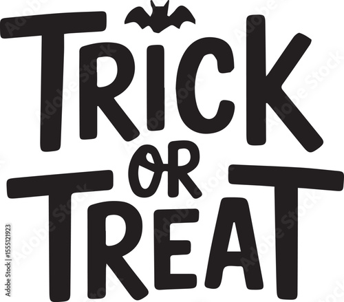 Festive trick or treat black and white halloween greeting decorative design