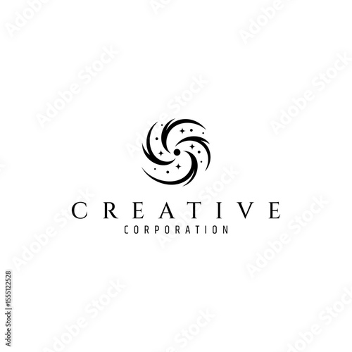 space galaxy logo in flat design style in white background