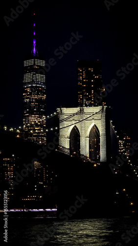 manhattan, ameryka, nocne życie, new york, nowy jork, brooklyn bridge, nocne zdjęcie, 