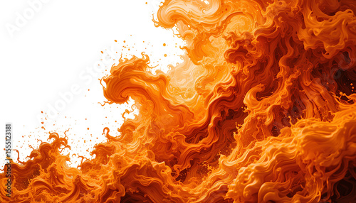 Large Towering Flame Engulfed in Bright Oranges Reds and Yellows with Swirling Patterns Blazing and Consuming Isolated on Transparent Background
