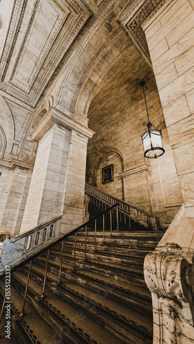 biblioteka, nowy jork, manhattan, budynek, schody