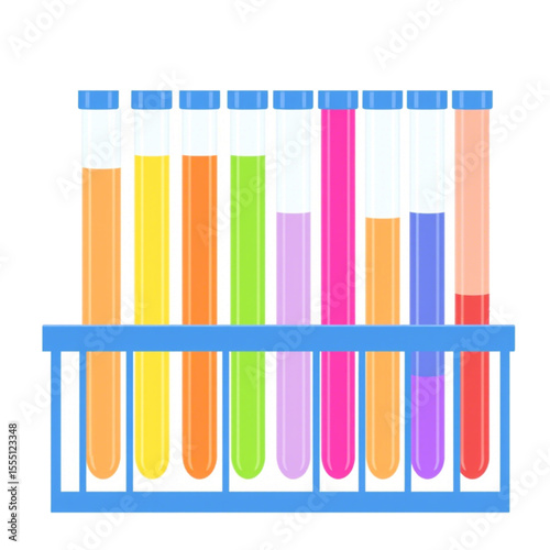 Test Tubes in Blue Rack Vector