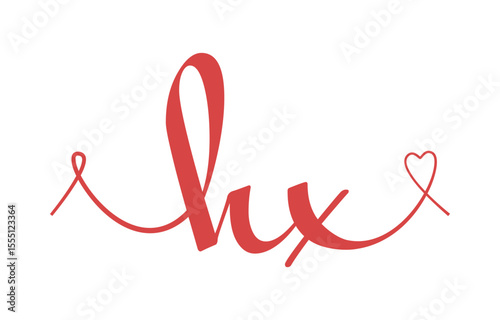 HX initial wedding monogram calligraphy vector illustration. Hand drawn lettering h and x love logo design for valentines day poster, greeting card