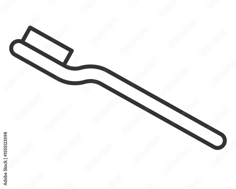Fototapeta premium Minimalist line art of a toothbrush. Symbolizes dental care, oral hygiene, health. Suitable for medical, hygiene, or beautyrelated projects. Simple, clean design.