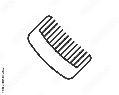Minimalist illustration of a comb. Represents beauty, grooming, and selfcare. Ideal for websites, apps, and print materials related to hairstyling, cosmetics, and wellness.