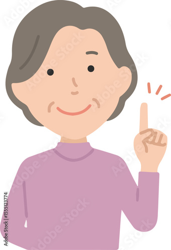 Elderly woman pointing