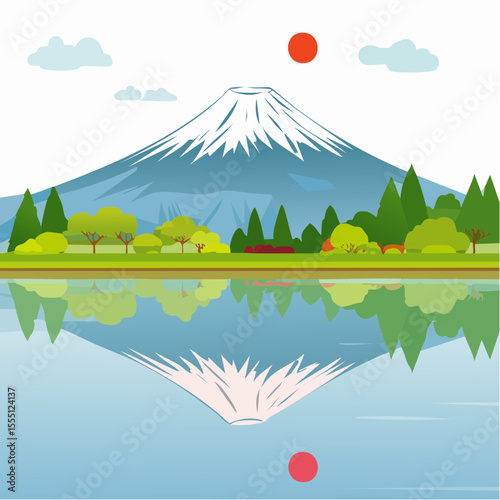 mountain fuji and cherry tree