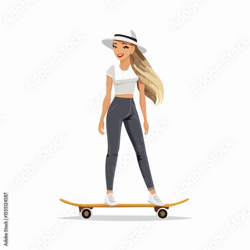 young woman with skateboard