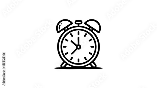 Classic alarm clock icon with bells and hands isolated on transparent background