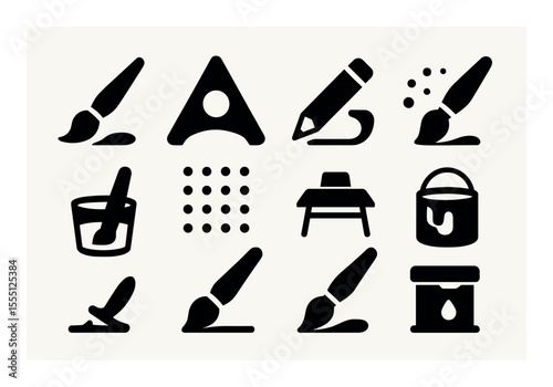 Art and drawing icon set. creative, painting, linear icons for designers