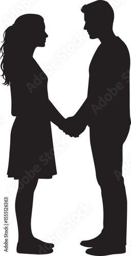 Romantic couple silhouette vector illustration