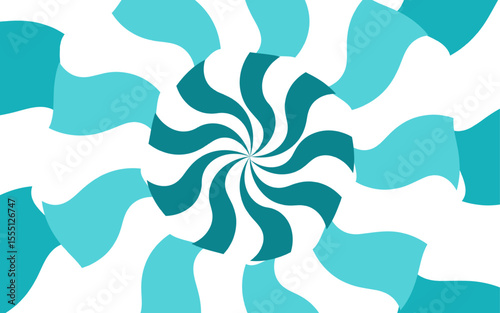 Abstract high-contrast, optical illusion background with a bold spiral pattern. Wavy orange and white rays that twist radially outward from the center, forming a hypnotic, swirling motion effect.