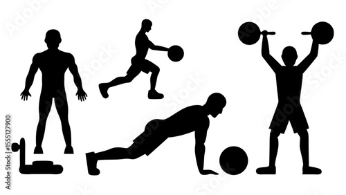 Black silhouette of a heavy athlete on a white background illustration vector