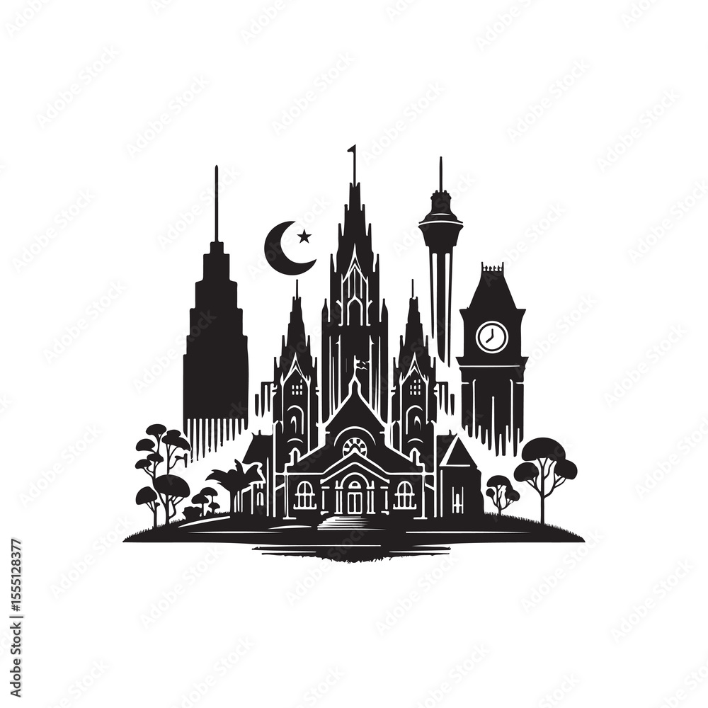 Fototapeta premium Bank Holiday (New South Wales) Silhouette Vector Illustration, Solid White Background.