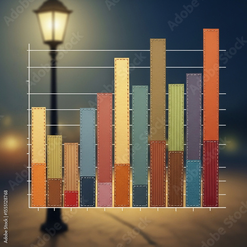 Cozy bar chart made from stitched patches