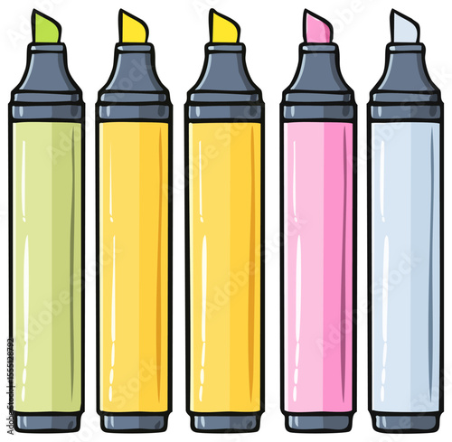 Set of colorful highlighters, isolated 