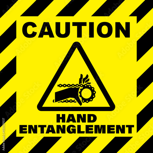 Warning Moving Parts Symbol, Crushing of hands sign vector, Label Entanglement, Safety label, Symbol Sign, Caution HAND ENTANGLEMENT, Pinch Point Hazards, Keep Hands Clear