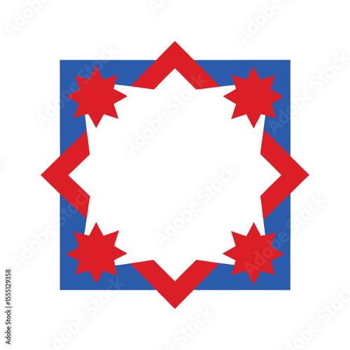 Star Shape Frame in Red and Blue Patriotic Colors