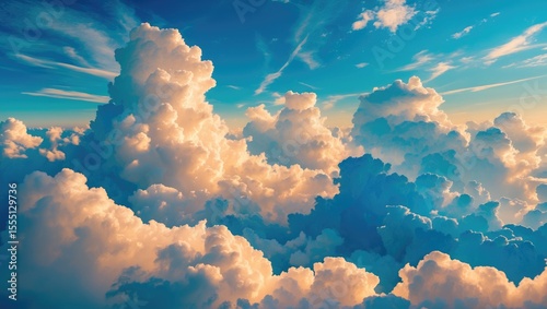 Clouds and sky during daytime with sunlight and clouds. Nature and weather, concept. Atmospheric and weather phenomena. The concept of sky and weather patterns