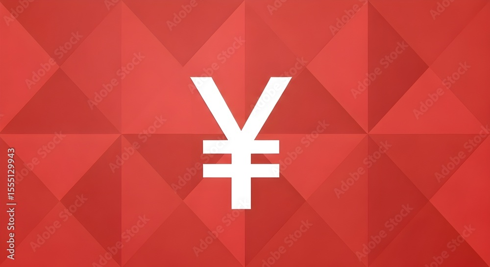 Obraz premium Yen symbol on red polygonal background. Business and finance concept.