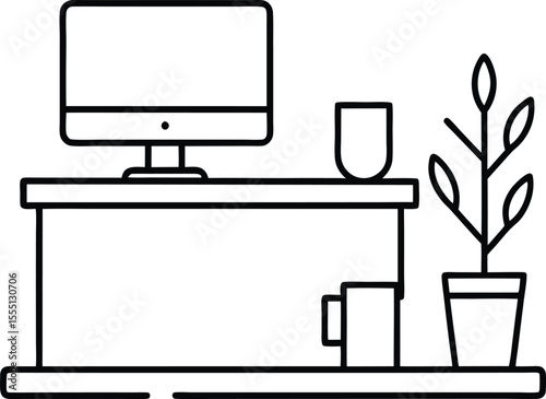 vector illustration of a computer line art