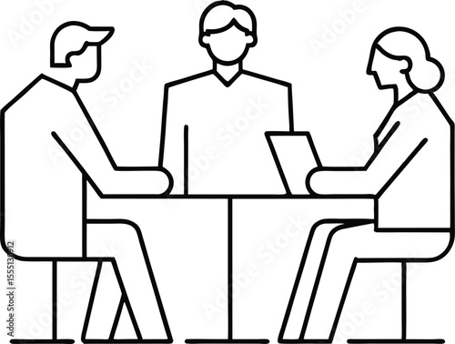 business people in office line art vector