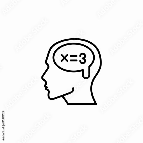 math thinking head icon sign vector