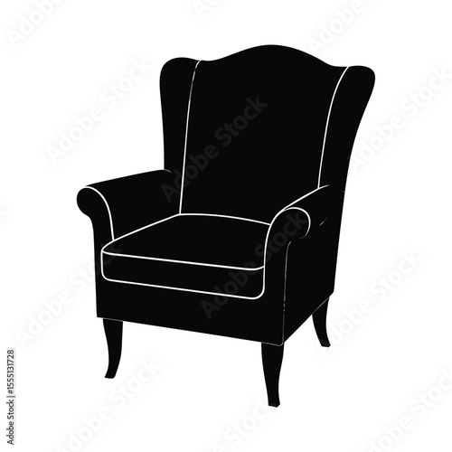 Black Wingback Armchair Silhouette vector