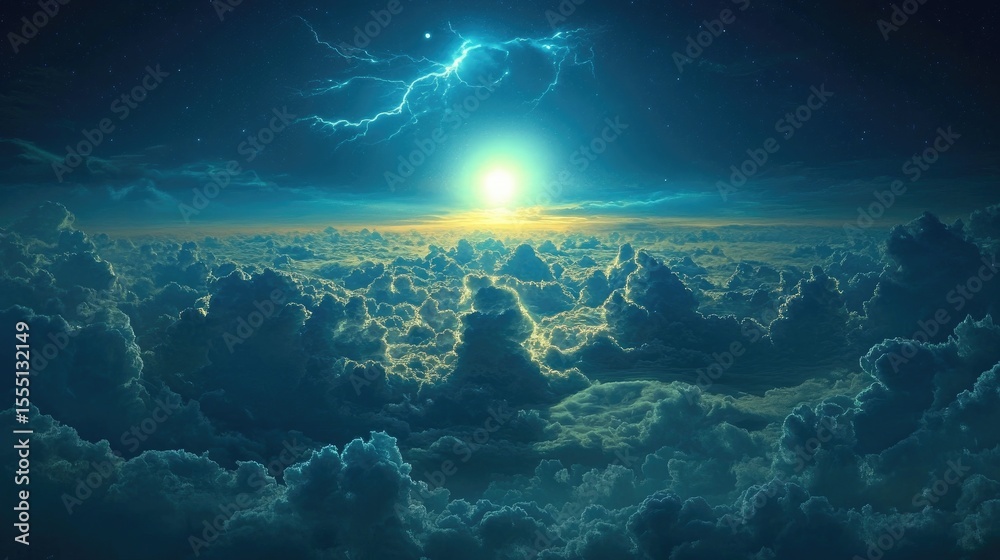 Obraz premium Sublime celestial view of clouds and lightning.