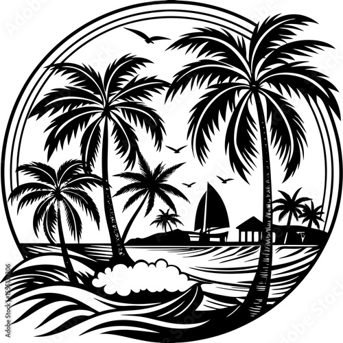 tropical island with palm trees