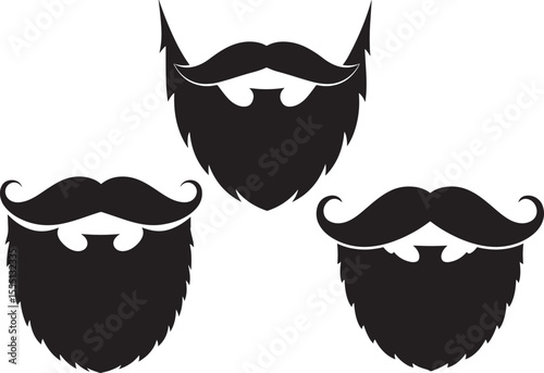 Vintage beard and mustache silhouette vector illustration