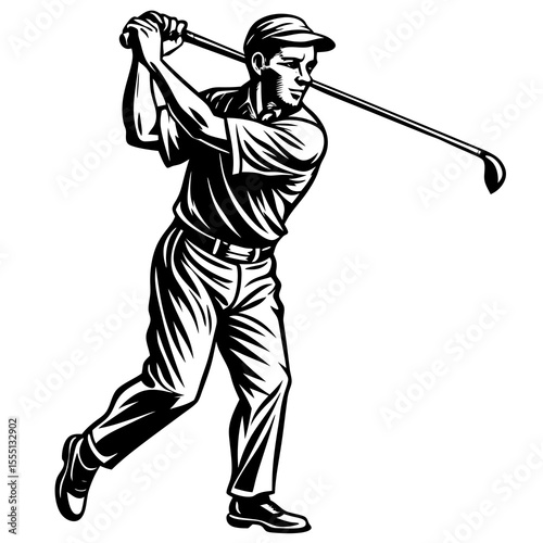 man with golf club