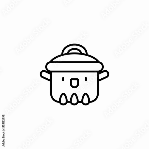 smiling cooking pot icon sign vector