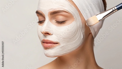 Portrait of a Beautiful Young Plus Size Woman with a Cosmetic Face Mask as Part of her Skincare Routine