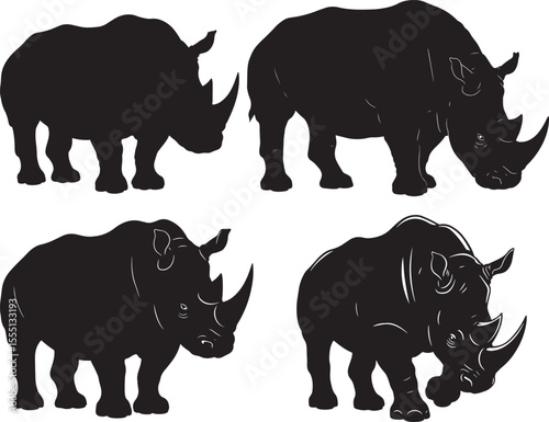 Wild rhino silhouette vector illustration
