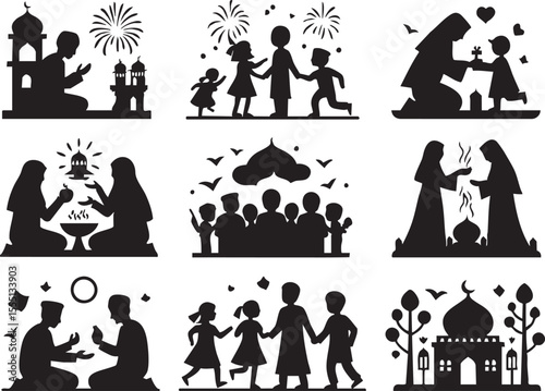 family silhouette vector