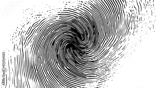  Vector white and black fingerprint texture. Black fingerprint on white transparent background.	
