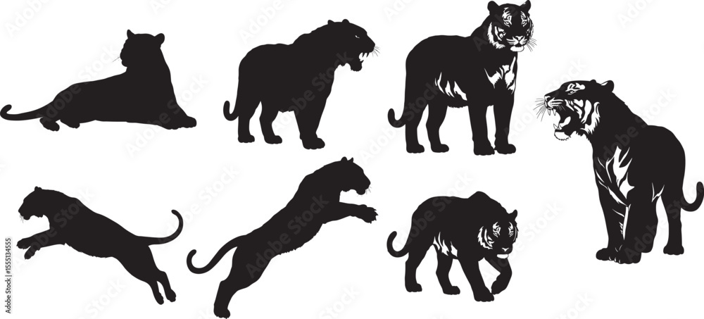 Naklejka premium Tiger silhouette vector illustration