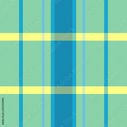 Vibrant teal, pale green, and sunny yellow plaid pattern.  Perfect for textile design, fashion, website backgrounds, or packaging.