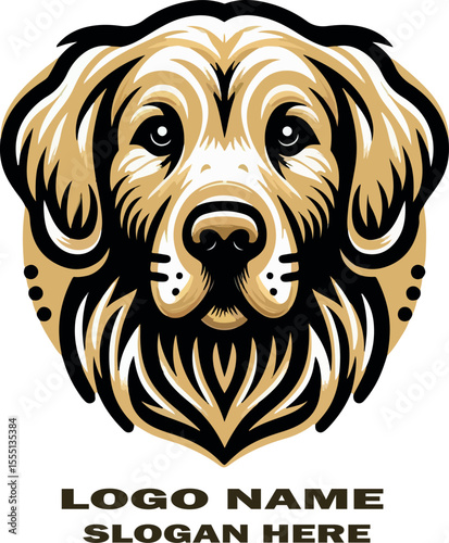 Golden Retriever Head Clipart Detailed Dog Logo vector  .