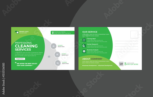 Home Cleaning Postcard Template Design. Cleaning Service Marketing Material Design Postcard