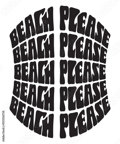 Beach please Beach please  Retro Summer Bundle SVG, Beach wavy, Trendy svg, Funny Beach Quotes Svg, Summer Cut Files, Groovy aesthetic svg, wavy files for cricut